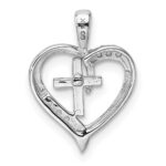 14k White Gold Heart Cross Pendant Mounting - Image 3