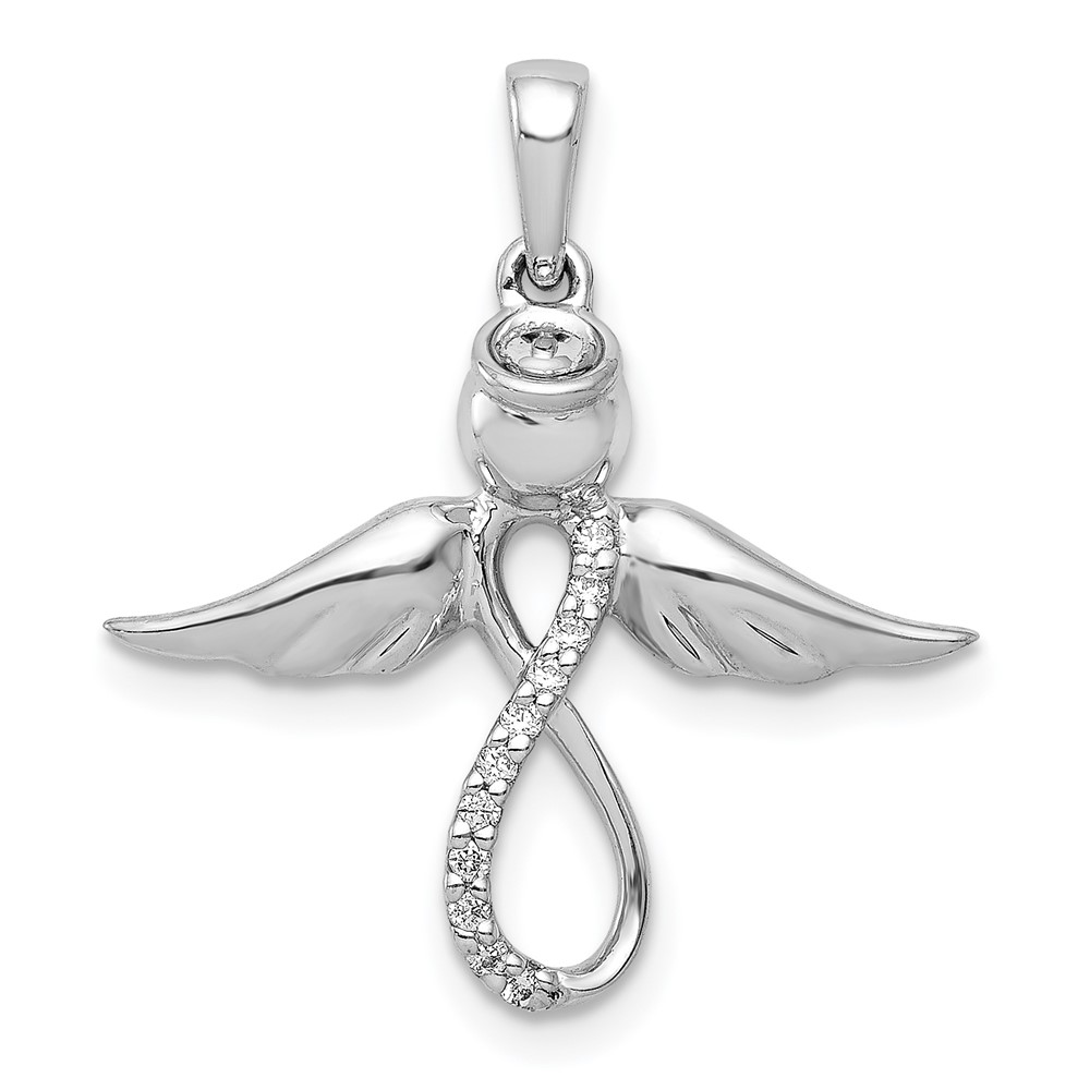 PM5146-006-WA.jpg 14k White Gold Diamond Infinity Angel Pendant - Image 1