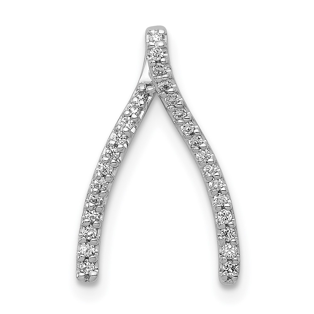 PM5150-013-WA.jpg 14k White Gold 1/8 carat Diamond Wishbone Chain Slide - Image 1