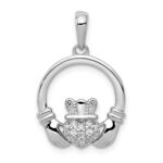 14k White Gold 1/8 carat Lab Grown Diamond VS/SI+ G+ Complete Circle Claddagh Pendant