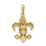 14k 1/5 carat Lab Grown Diamond VS/SI+ G+ Complete Fleur De Lis Pendant - Image 3