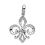 14k Two Tone 1/5 carat Lab Grown Diamond VS/SI+ G+ Complete Fleur De Lis Pendant - Image 3