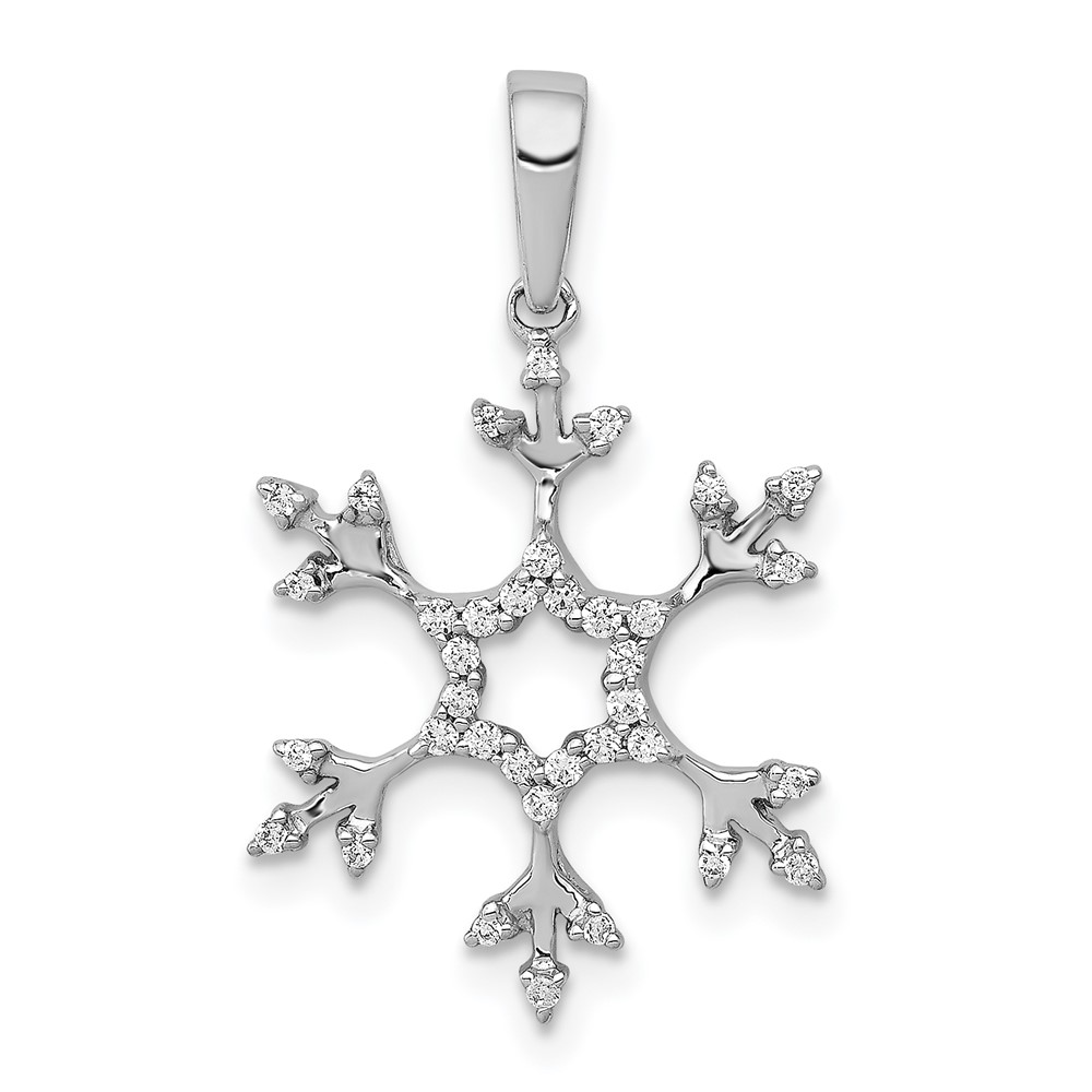 PM5159-016-WA.jpg 14k White Gold 1/6 carat Diamond Snowflake Pendant - Image 1