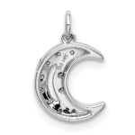 14k White Gold Diamond Moon Charm - Image 3