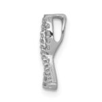 14k White Gold 1/10 carat Diamond Awareness Ribbon Chain Slide - Image 2