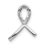 14k White Gold 1/10 carat Diamond Awareness Ribbon Chain Slide - Image 3