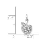 14k White Gold Diamond Apple Charm - Image 4