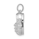 14k White Gold Diamond Baby Boy Shoe Pendant - Image 2
