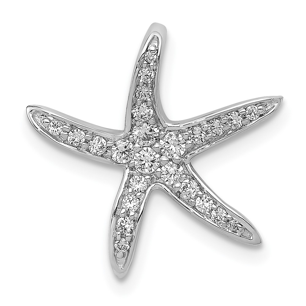 PM5207-025-WA.jpg 14k White Gold 1/4 carat Diamond Starfish Chain Slide Pendant - Image 1
