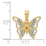 14k and Rhodium Diamond Butterfly Pendant - Image 4
