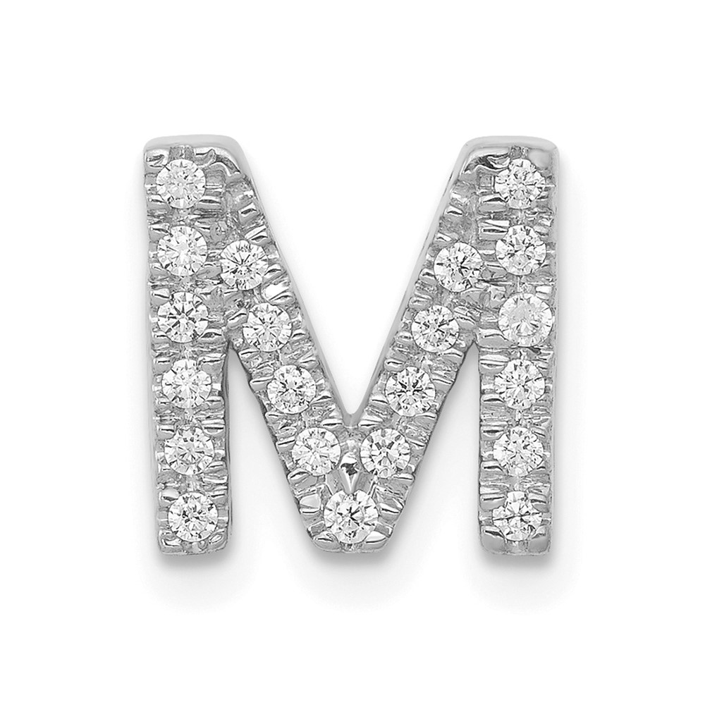 PM5221M-016-WA.jpg 14K White Gold Diamond Letter M Initial Charm - Image 1