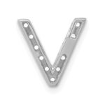 14K  White Gold Diamond Letter V Initial Charm - Image 3
