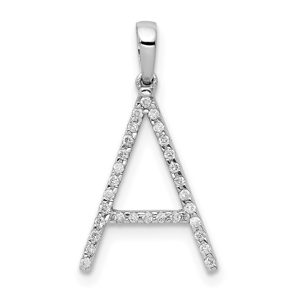 PM5222A-010-WA.jpg 14K White Gold Diamond Letter A Initial Pendant - Image 1