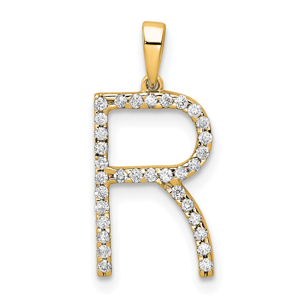 PM5222R-010-YA.jpg 14K Diamond Letter R Initial Pendant - Image 1