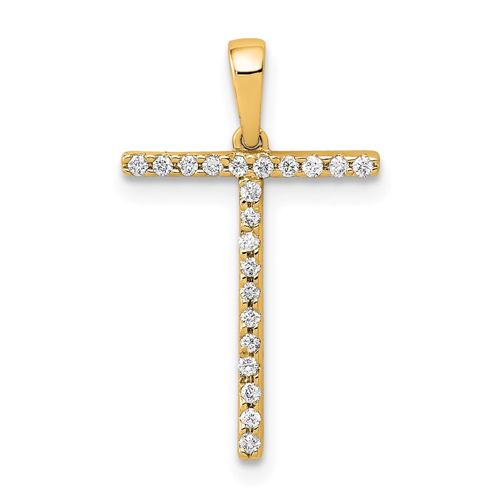 PM5222T-007-YA.jpg 14K Diamond Letter T Initial Pendant - Image 1