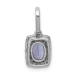 14k White Gold .94 Oval Tanzanite and Diamond Rectangle Halo Pendant - Image 3