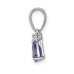 14k White Gold Trillion .72 Tanzanite and Diamond Pendant - Image 2