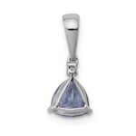 14k White Gold Trillion .72 Tanzanite and Diamond Pendant - Image 3