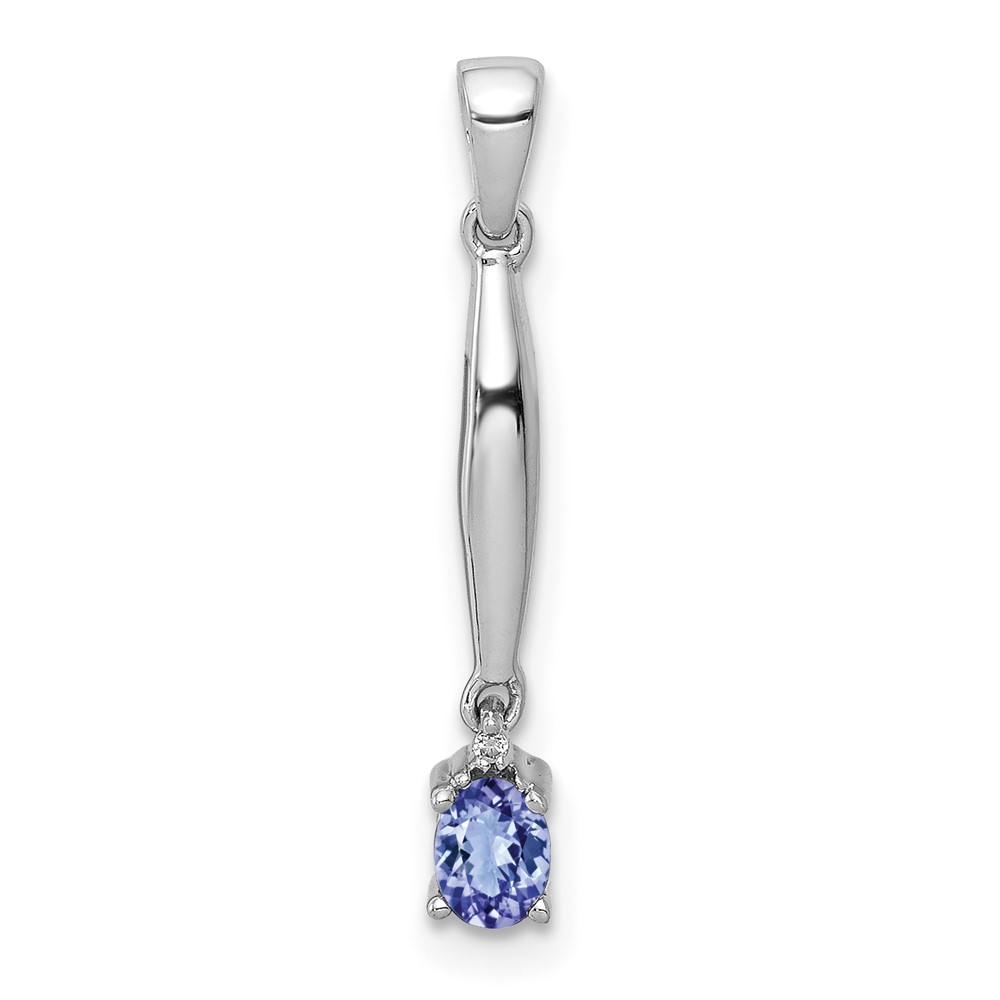 PM5233-TZ-004-WA.jpg 14k White Gold .20 Oval Tanzanite and Diamond Accent Pendant - Image 1