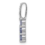 14k White Gold .60 Tanzanite and Diamond 3-Stone Slide Fits up to 2mm Regular/3mm Fancy or Reversible Omega - Image 2
