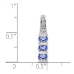 14k White Gold .60 Tanzanite and Diamond 3-Stone Slide Fits up to 2mm Regular/3mm Fancy or Reversible Omega - Image 4