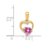 14k Lab Created Pink Sapphire and Diamond Heart Pendant - Image 3