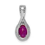 14k White Gold Diamond and Oval Ruby Halo Pendant Fits up to 2mm Regular/3mm Fancy or Reversible Omega - Image 3