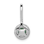 14k White Gold Diamond and Round Emerald Halo Pendant Fits up to 2mm Regular/4mm Fancy or Reversible Omega - Image 3
