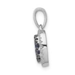 14k White Gold with Black Rhodium Diamond and Sapphire Cluster Square Halo Pendant - Image 2