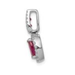14k White Gold 1/5 carat Lab Grown Diamond VS/SI+ G+ and Lab Created Ruby Oval Halo Pendant - Image 2