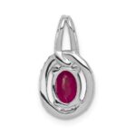 14k White Gold Diamond and .86 Oval Ruby Halo Pendant - Image 3