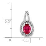 14k White Gold Diamond and .86 Oval Ruby Halo Pendant - Image 4