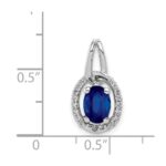 14k White Gold Diamond and .85 Oval Sapphire Halo Pendant - Image 4