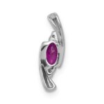 14k White Gold Diamond and .31 Oval Ruby Fancy Chain Slide - Image 3