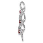 10k White Gold 1/15 carat Lab Grown Diamond VS/SI+ G+ and Lab Created Ruby Twist Chain Slide Pendant - Image 2