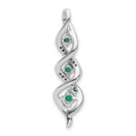 14k White Gold 1/15 carat Lab Grown Diamond VS/SI+ G+ and Lab Created Emerald Twist Chain Slide Pendant - Image 3