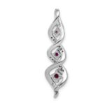 14k White Gold 1/15 carat Lab Grown Diamond VS/SI+ G+ and Lab Created Ruby Twist Chain Slide Pendant - Image 3