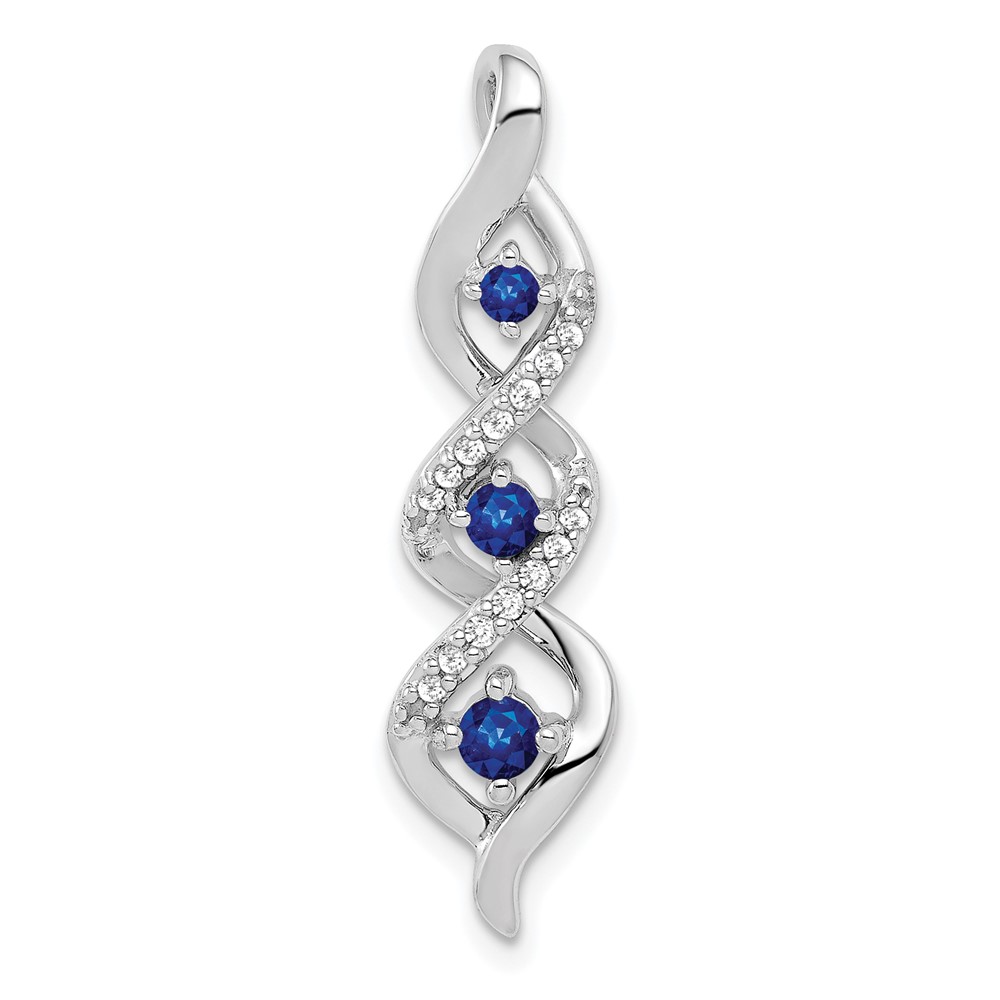PM5264-SA-008-1WA.jpg 10k White Gold Diamond/.26 Sapphire 3-stone Twisted Chain Slide - Image 1