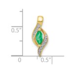 10k Diamond and Marquise Emerald Pendant - Image 3