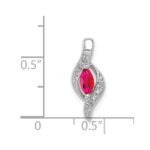 14k White Gold Diamond and .25 Marquise Ruby Chain Slide - Image 4