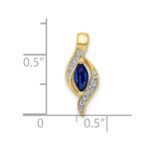 10k Diamond and Marquise .29 Sapphire Pendant - Image 3