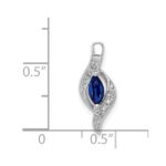 14k White Gold Diamond and .29 Marquise Sapphire Chain Slide - Image 4