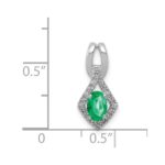 14k White Gold Diamond and Oval Emerald Fancy Pendant - Image 4