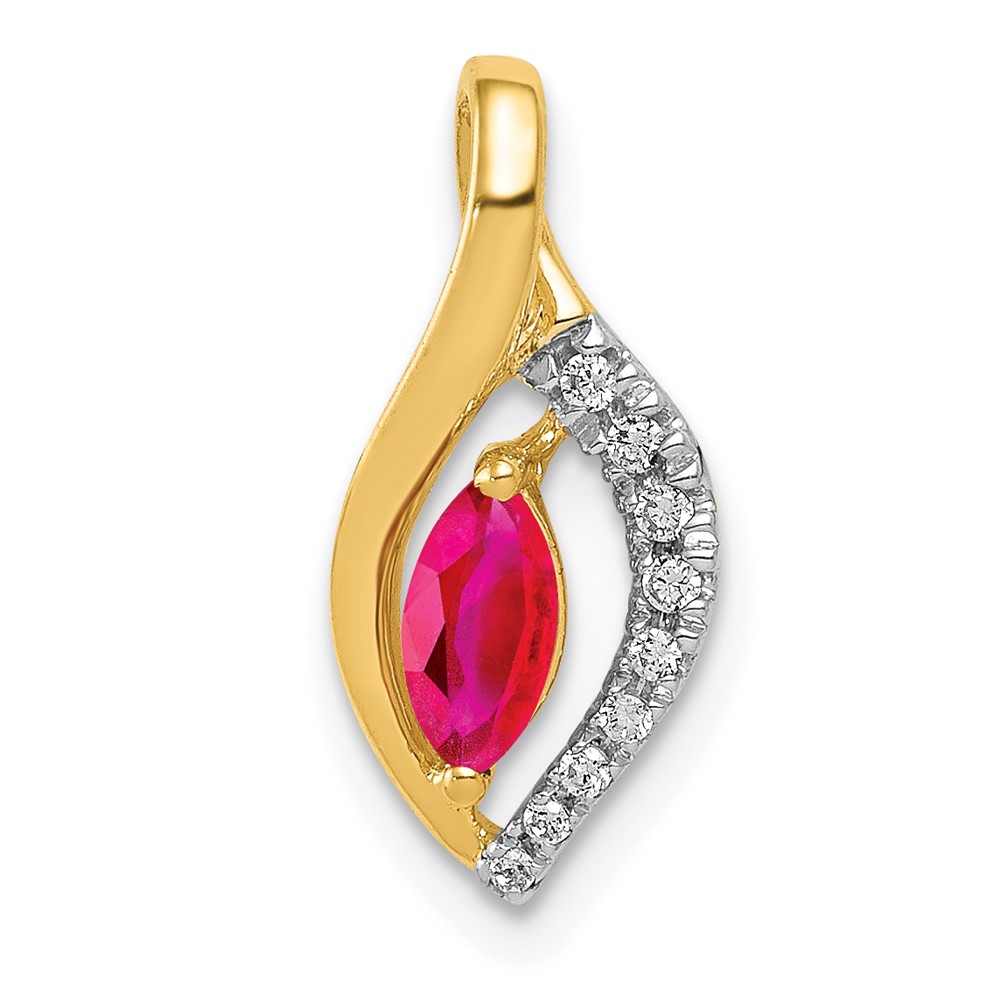 PM5267-RU-005-YA.jpg 14k Diamond and .32 Marquise Ruby Chain Slide - Image 1
