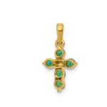 10K Emerald and Diamond Cross Pendant - Image 3
