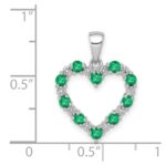 14k White Gold Diamond and Emerald Heart Pendant - Image 4