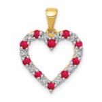 14k Diamond and Ruby Heart Pendant