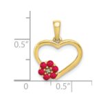 10k Diamond and Ruby Heart w/ Flower Pendant - Image 3