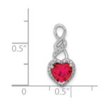 14k White Gold Diamond and Ruby Heart Chain Slide - Image 4