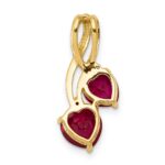 14k Lab Created Ruby and Diamond 2-Heart Pendant Fits up to 2mm Regular/3mm Fancy or Reversible Omega - Image 3
